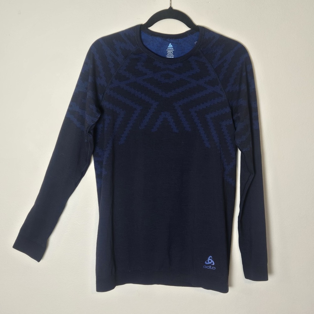 Odlo Wool Natural + Kinship Sz Large Warm Wool Blend Long-Sleeve Crew Baselayer